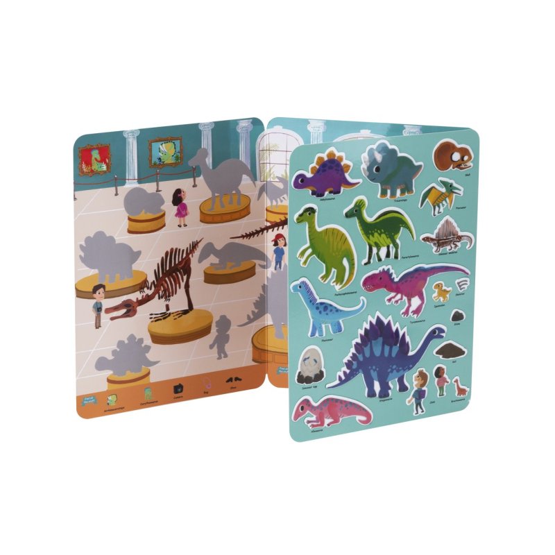 Książeczka naklejki silikonowe muzeum dinozaurów do wielokrotnej zabawy