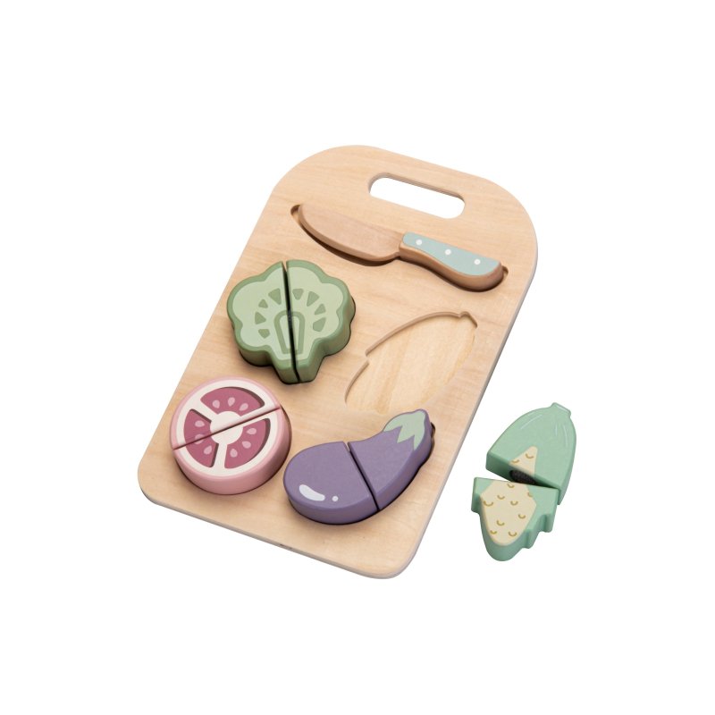 Drewniane warzywa do krojenia dla dzieci deska nóż zabawa w kuchnię 2+