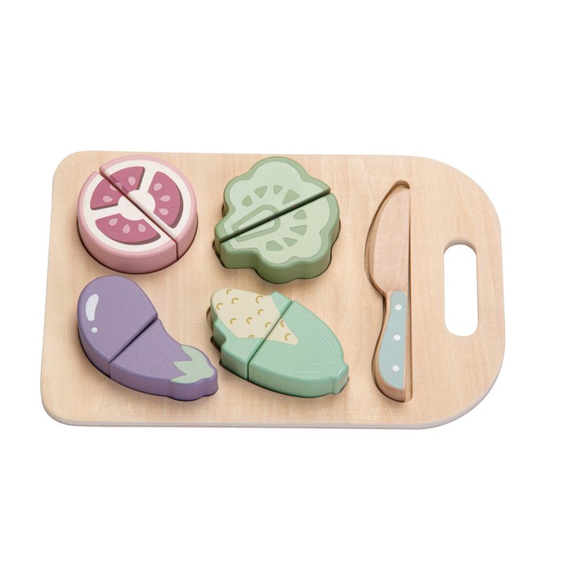 Drewniane warzywa do krojenia dla dzieci deska nóż zabawa w kuchnię 2+