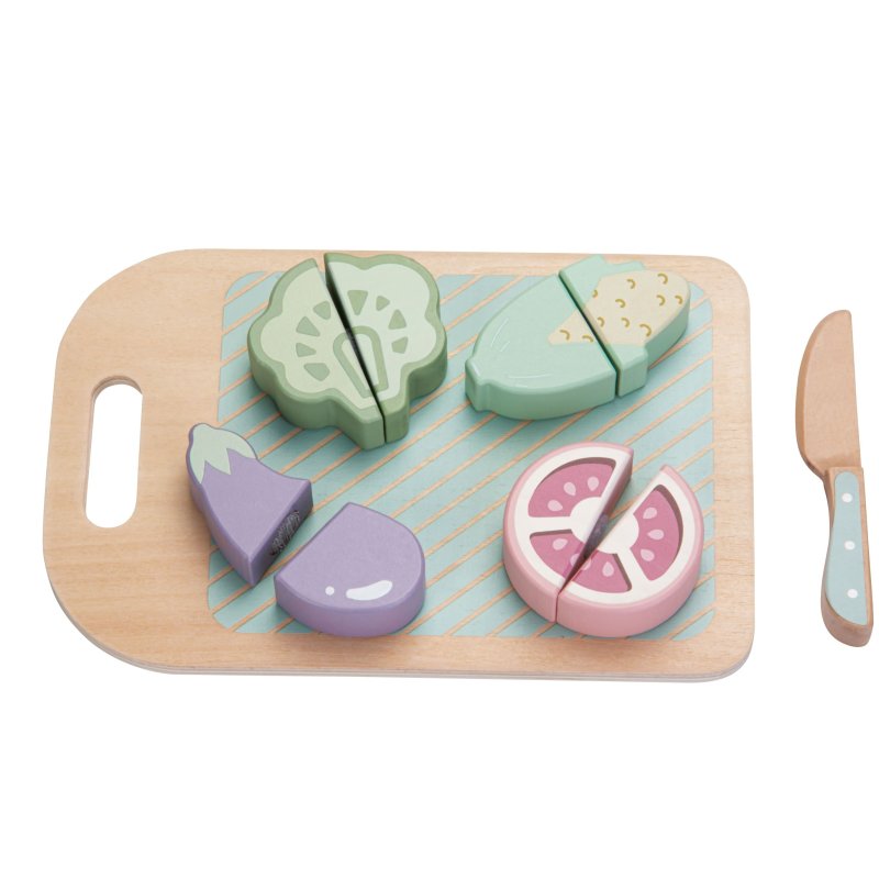 Drewniane warzywa do krojenia dla dzieci deska nóż zabawa w kuchnię 2+