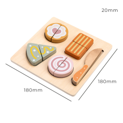Drewniany zestaw deserowy do krojenia zabawa w kuchnię 2+