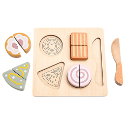 Drewniany zestaw deserowy do krojenia zabawa w kuchnię 2+