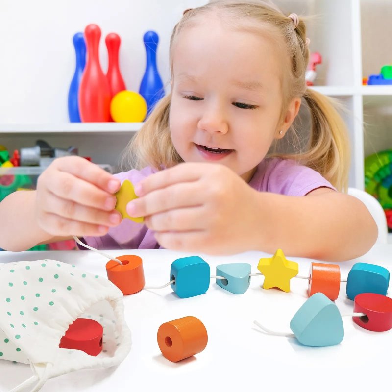 Zestaw Montessori 6w1 drewniane zabawki edukacyjne dla dzieci 19–24M