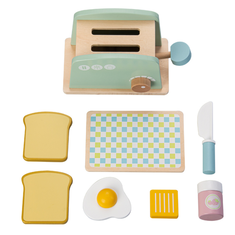 Drewniany toster zabawka kuchenna dla dzieci 2+ śniadanie do zabawy
