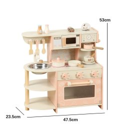 Drewniana różowa kuchnia dla dzieci zabawkowa zestaw kuchenny 3+