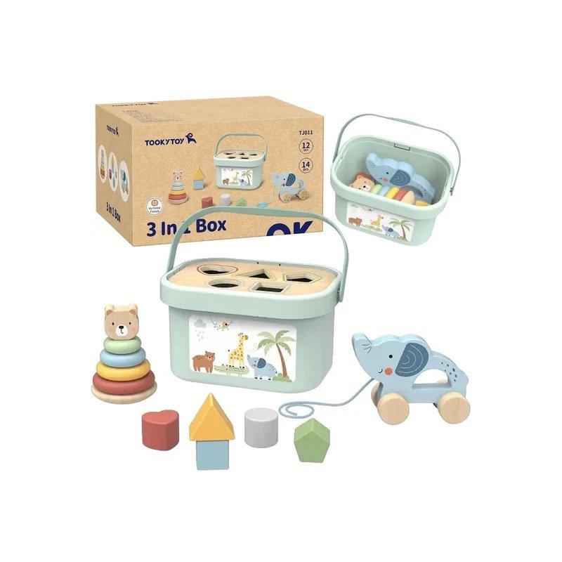 Edukacyjny sorter 3w1 dla dzieci zabawka rozwojowa Montessori 12M+