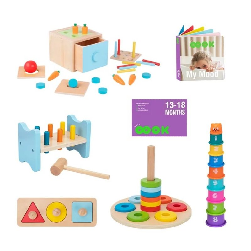 Edukacyjne Pudełko Montessori 13–18m+ Drewniany Zestaw Rozwojowy