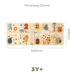 Drewniane puzzle z cyframi – edukacyjna układanka do nauki liczenia dla dzieci 3+