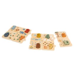 Drewniane puzzle z cyframi – edukacyjna układanka do nauki liczenia dla dzieci 3+