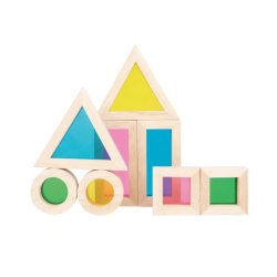Drewniane klocki sensoryczne z lustrami zabawka edukacyjna dla dzieci 2+
