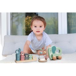 Drewniany zestaw zabawek Montessori 3w1 zabawki edukacyjne dla dzieci 18m+