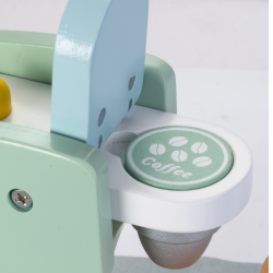 Drewniany ekspres do kawy dla dzieci – zestaw kuchenny do zabawy 2+