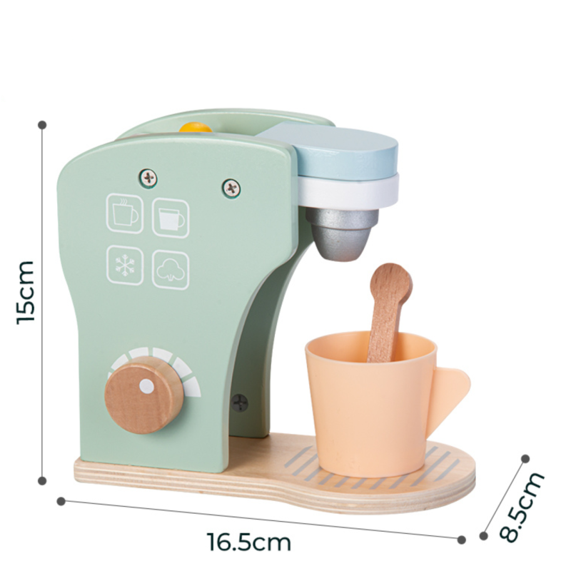 Drewniany ekspres do kawy dla dzieci – zestaw kuchenny do zabawy 2+