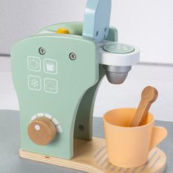 Drewniany ekspres do kawy dla dzieci – zestaw kuchenny do zabawy 2+