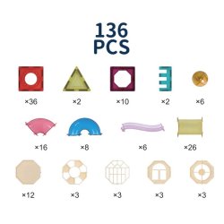 Klocki magnetyczne tor kulkowy 136 elementów – zestaw konstrukcyjny dla dzieci 3+