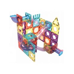 Klocki magnetyczne tor kulkowy 136 elementów – zestaw konstrukcyjny dla dzieci 3+