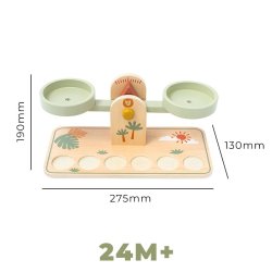 Drewniana waga edukacyjna Montessori – zabawka balansująca dla dzieci 24M+