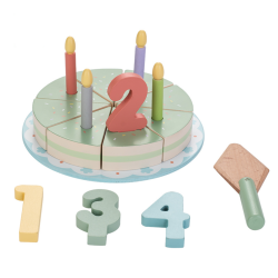 Drewniany tort urodzinowy świeczki Kreatywna zabawa przyjęcie 2+ Montessori