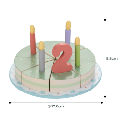 Drewniany tort urodzinowy świeczki Kreatywna zabawa przyjęcie 2+ Montessori
