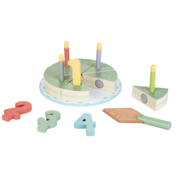 Drewniany tort urodzinowy świeczki Kreatywna zabawa przyjęcie 2+ Montessori