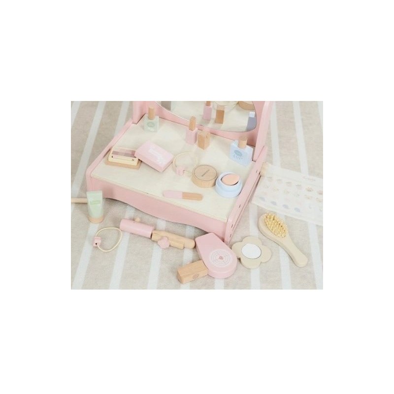 Drewniana toaletka dla dzieci z akcesoriami – zabawka edukacyjna 3+