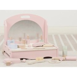 Drewniana toaletka dla dzieci z akcesoriami – zabawka edukacyjna 3+