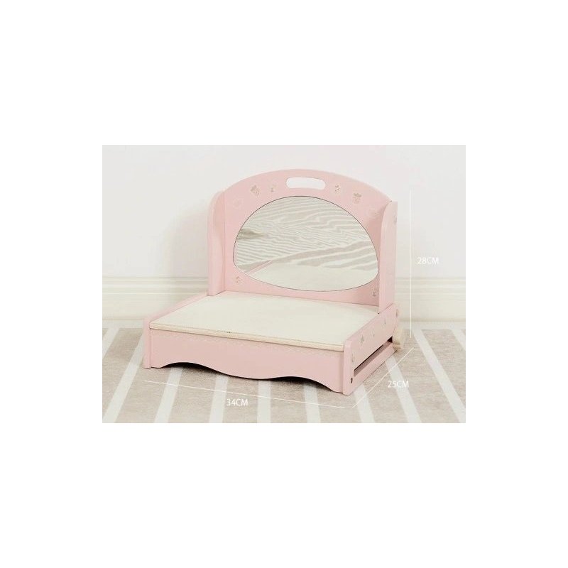 Drewniana toaletka dla dzieci z akcesoriami – zabawka edukacyjna 3+