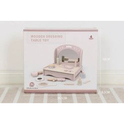 Drewniana toaletka dla dzieci z akcesoriami – zabawka edukacyjna 3+