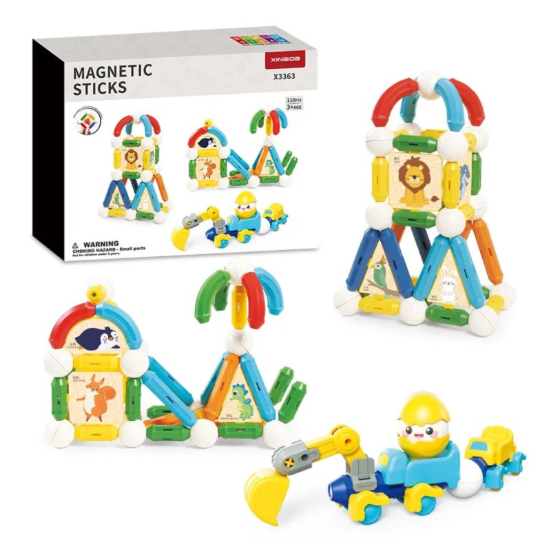 Magnetyczne patyczki tęczowe dla dzieci klocki magnetyczne 110 elementów 3+