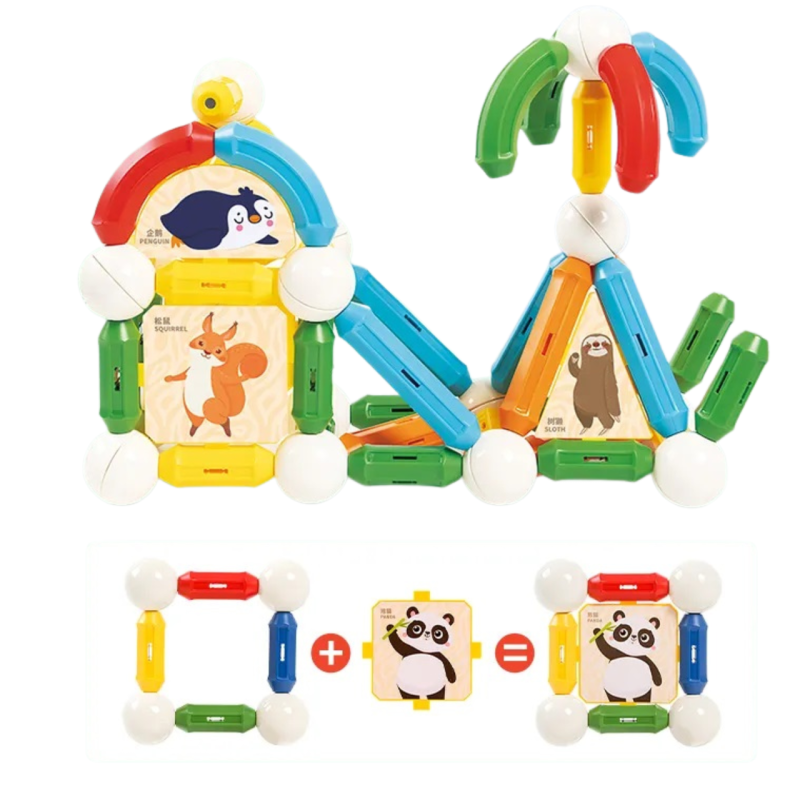 Magnetyczne patyczki tęczowe dla dzieci klocki magnetyczne 110 elementów 3+