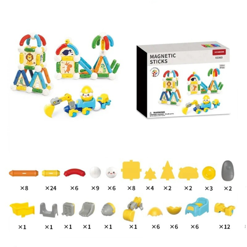 Magnetyczne patyczki tęczowe dla dzieci klocki magnetyczne 110 elementów 3+
