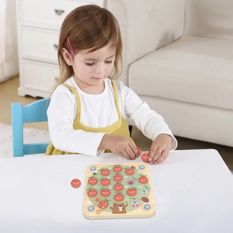 Gra Pamięciowa „Jabłuszka” Drewniane Memory Edukacyjne 3+ Montessori