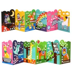 Geometryczny kreatywny zestaw naklejek Zwierzęta 12 scenek Montessori 3+