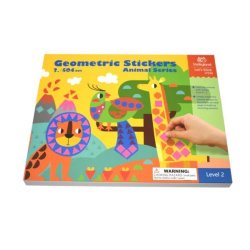 Geometryczny kreatywny zestaw naklejek Zwierzęta 12 scenek Montessori 3+