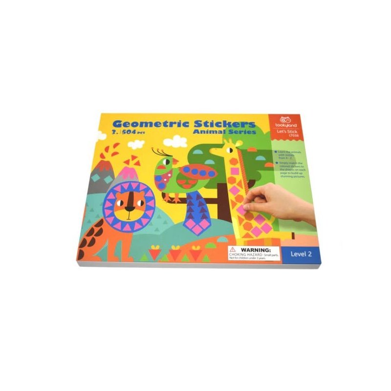 Geometryczny kreatywny zestaw naklejek Zwierzęta 12 scenek Montessori 3+