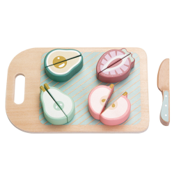 Drewniany zestaw do krojenia owoców zabawka kuchenna dla dzieci 2+