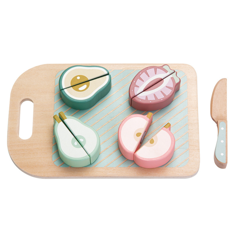 Drewniany zestaw do krojenia owoców zabawka kuchenna dla dzieci 2+