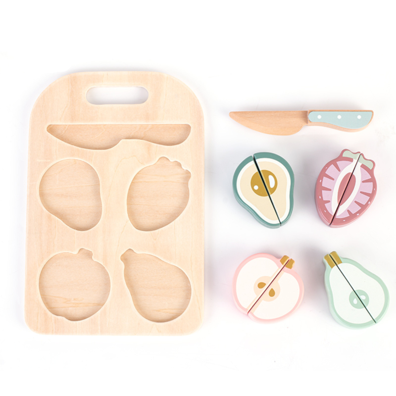 Drewniany zestaw do krojenia owoców zabawka kuchenna dla dzieci 2+