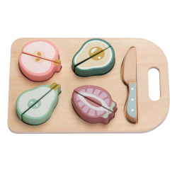 Drewniany zestaw do krojenia owoców zabawka kuchenna dla dzieci 2+