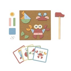 Drewniana przybijanka młotkiem tablica korkowa  kreatywna 3+ Montessori