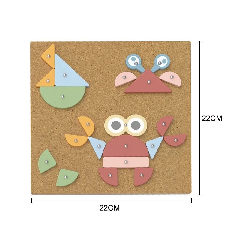 Drewniana przybijanka młotkiem tablica korkowa  kreatywna 3+ Montessori