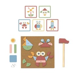 Drewniana przybijanka młotkiem tablica korkowa  kreatywna 3+ Montessori