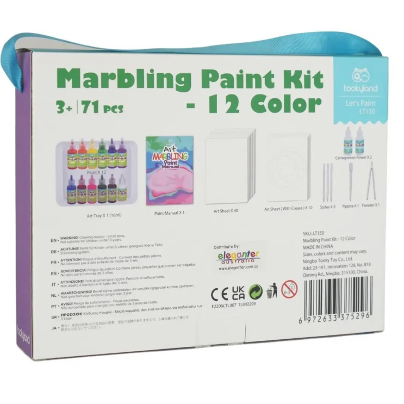Zestaw farb marmurkowych 12 kolorów do kreatywnej zabawy dla dzieci 3+