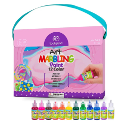 Zestaw farb marmurkowych 12 kolorów do kreatywnej zabawy dla dzieci 3+