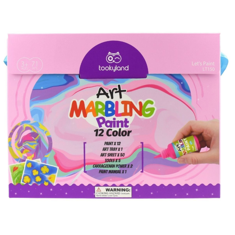 Zestaw farb marmurkowych 12 kolorów do kreatywnej zabawy dla dzieci 3+