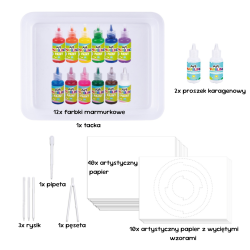 Zestaw farb marmurkowych 12 kolorów do kreatywnej zabawy dla dzieci 3+