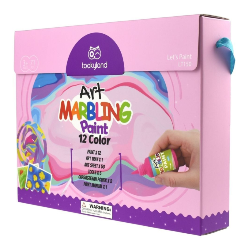 Zestaw farb marmurkowych 12 kolorów do kreatywnej zabawy dla dzieci 3+