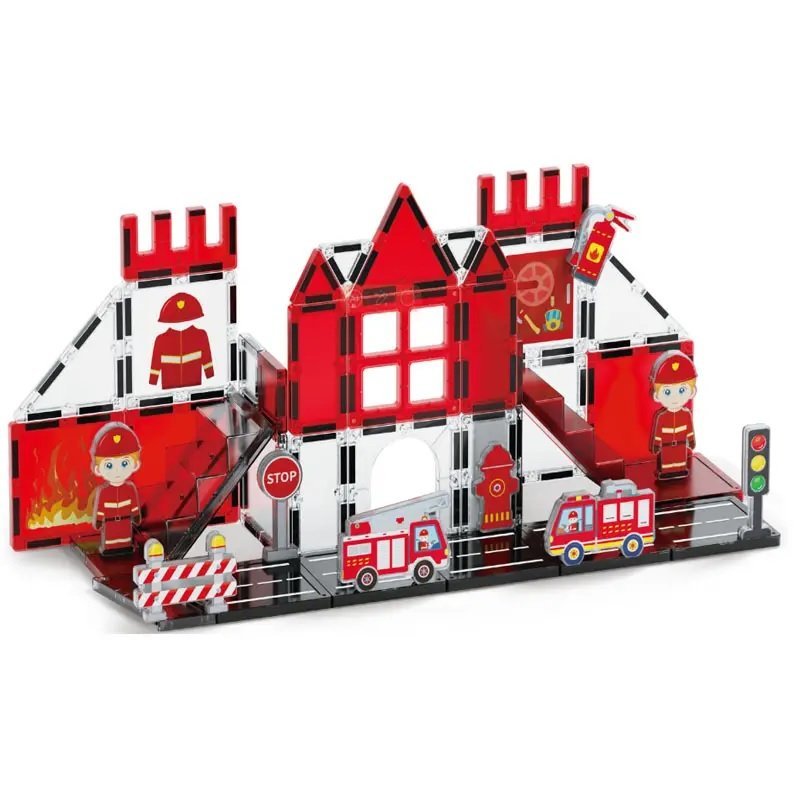 Magnetyczne klocki Straż Pożarna 48 el. Kreatywna zabawa dla dzieci 3+