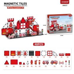 Magnetyczne klocki Straż Pożarna 48 el. Kreatywna zabawa dla dzieci 3+