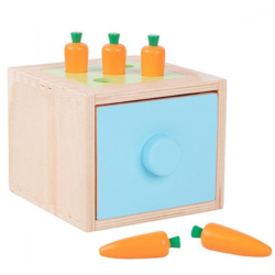 Drewniana kostka edukacyjna 4w1 sorter Montessori z szufladą 3+